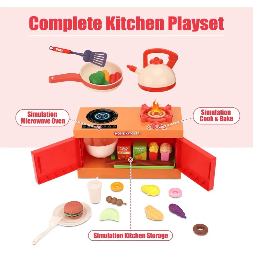 Play Kitchen Accessories Kids Kitchen Playset with Kids Pots Pans Playset Food Fruit Veggies, Kitchen Toys, Cooking Utensils Toy