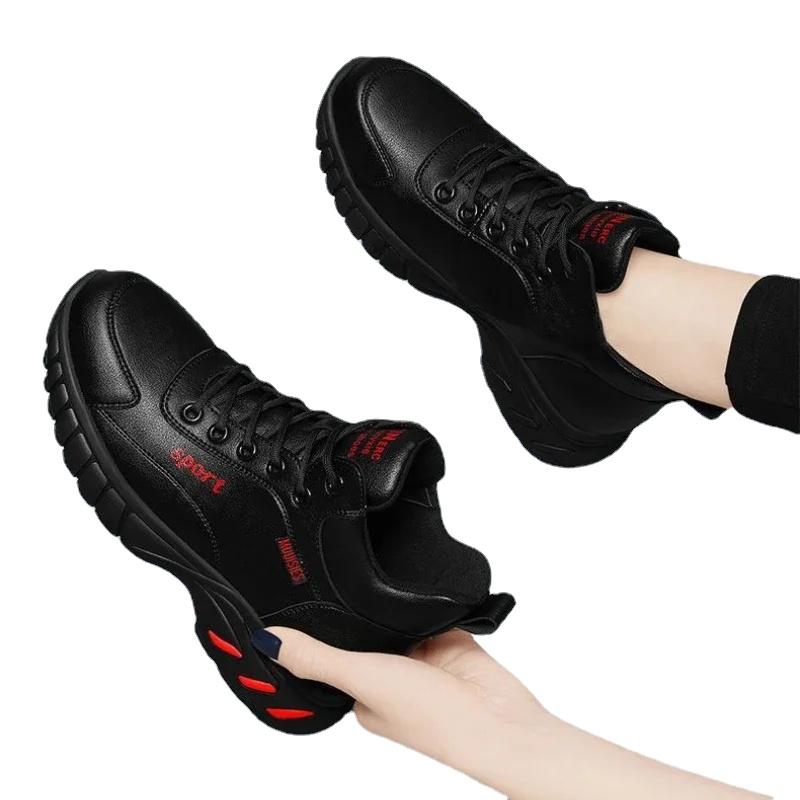 Women  High Quality Leather Athletics Running Shoes Female Winter Non-slip Casual Sneakers Ladies Sport Jogging Shoes