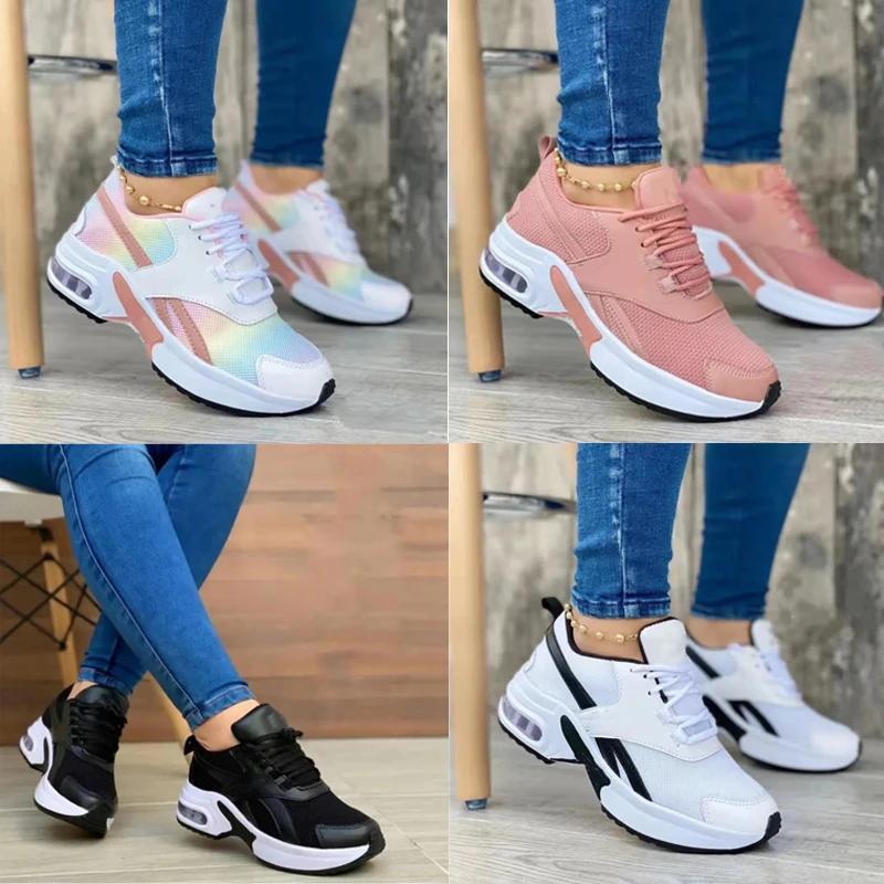 Fashion Women's Sneakers Women's Outdoor Running Shoes Flats Mesh Breathable Tennis Shoes Women's Casual Sneakers Canvas