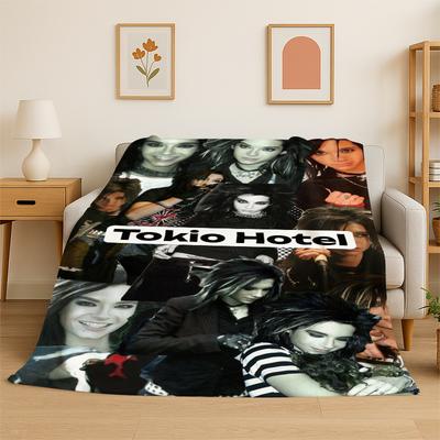 Rock Band Tokio Hotel Bill Kaulitz Flannel Blanket Soft Warm Throw Blanket for Bedroom Living Room Bed Travel Camping Picnic