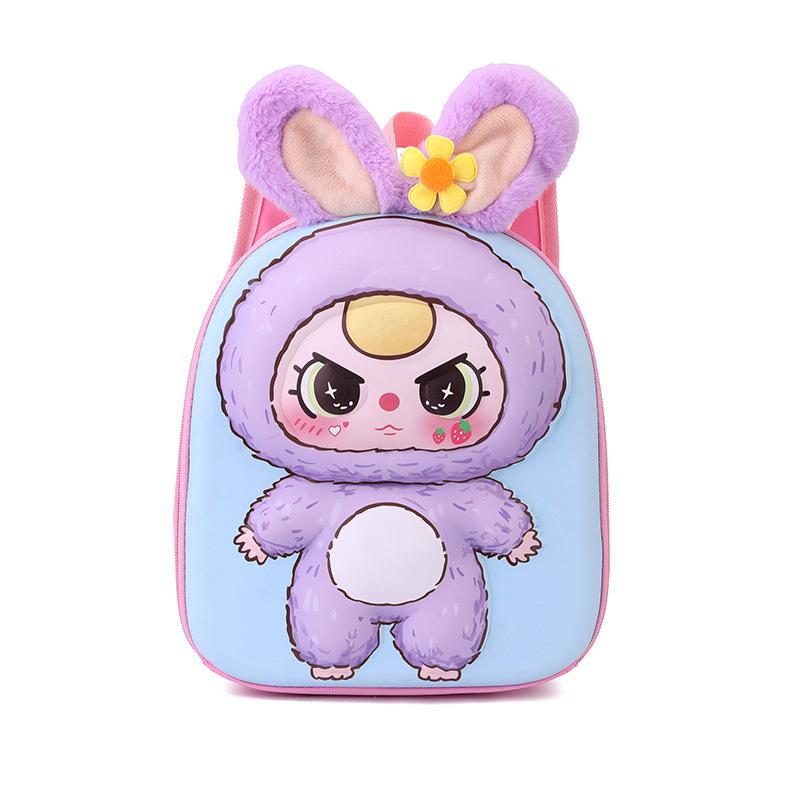 2025 Spring New Cute Cartoon Children Schoolbags Adorable Big Ears Plush Doll Kid's Backpack Ultra Light Kindergarten 3-6 Years Old Baby Girl Book Bag