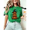 Women Halloween Pumpkin Witch Hat Print T‑Shirt Spooky Bat Graphic Tees Casual Short Sleeve Tops Halloween Party Female T‑shirt
