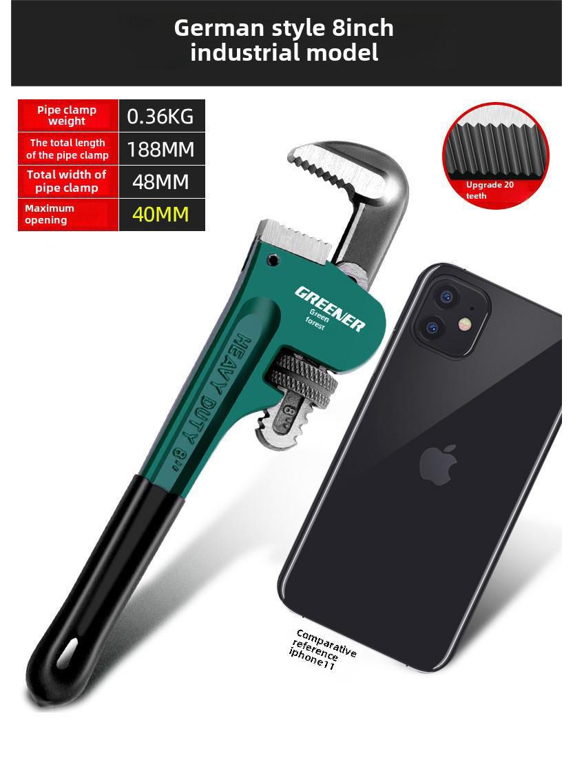 

Green Forest Надміцні багатофункціональні трубогубці для сантехніки 8-inch enlarged opening industrial pipe wrench