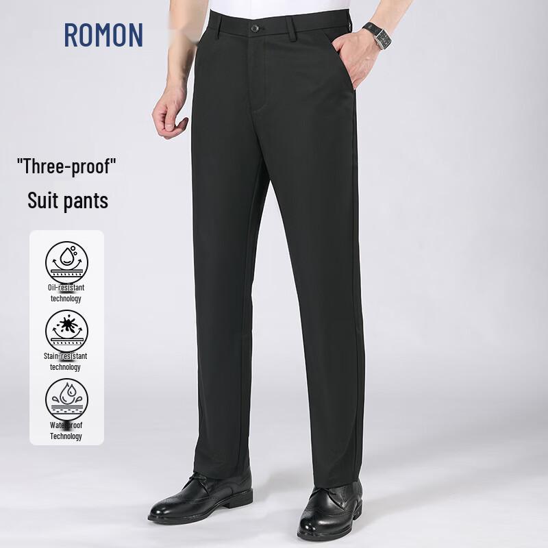 ROMON Men s Ice Silk Business Casual Stretch Straight Leg Pants 29