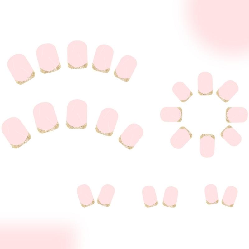 24 Pcs Simple Artificial Nail French Tip Press On Nail Short Square Stick On Nail Glossy False Nail for Party