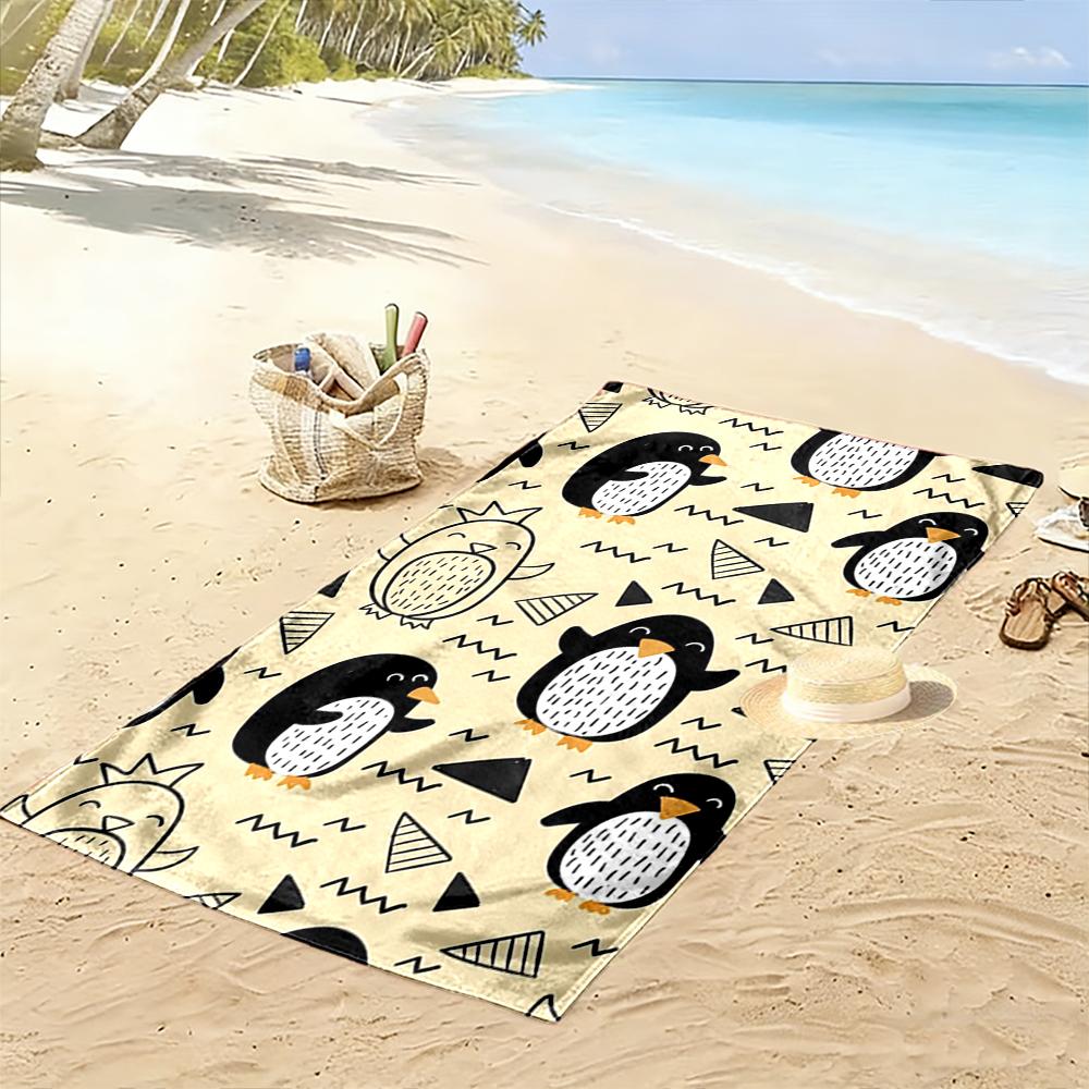 Cartoon Penguin Pattern Beach Towel Beach Towel Quick-drying for Travel Outdoor Sports Jogging Beach and Swimming