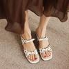 Krazing Pot Microfiber Med Heels Polka Dot European Design Outside Slippers Flip Flop Summer Size 43 Size 42  Women Sandals