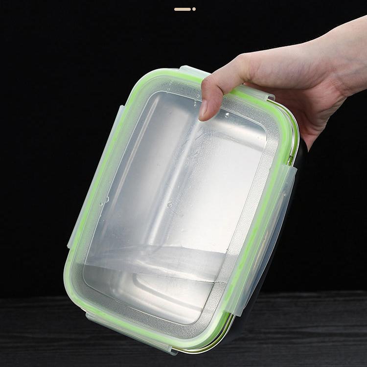 Stainless Steel Food Preservation Box Refrigerator Frozen Crisper Sealed Bento lunch Box Kitchen Food Storage Container With Lid