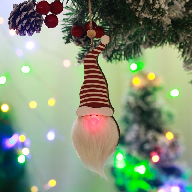 Christmas decoration forest old man with light pendant glowing Santa Claus small pendant window decoration