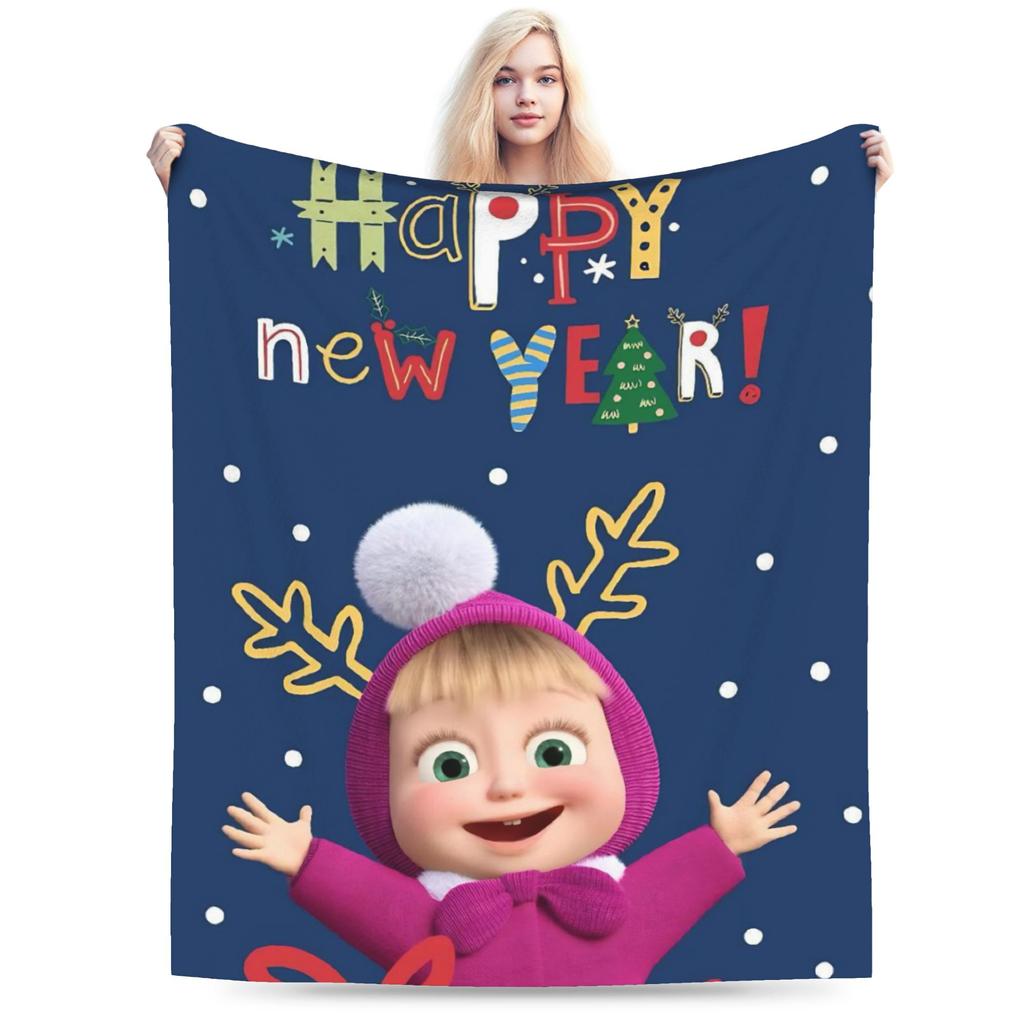 Coperta M-Masha e Orso Morbida Novità Peluche Biancheria da Letto Plaid Per Bambine Bambini Esterno Flanella Copriletto Coperta da Letto