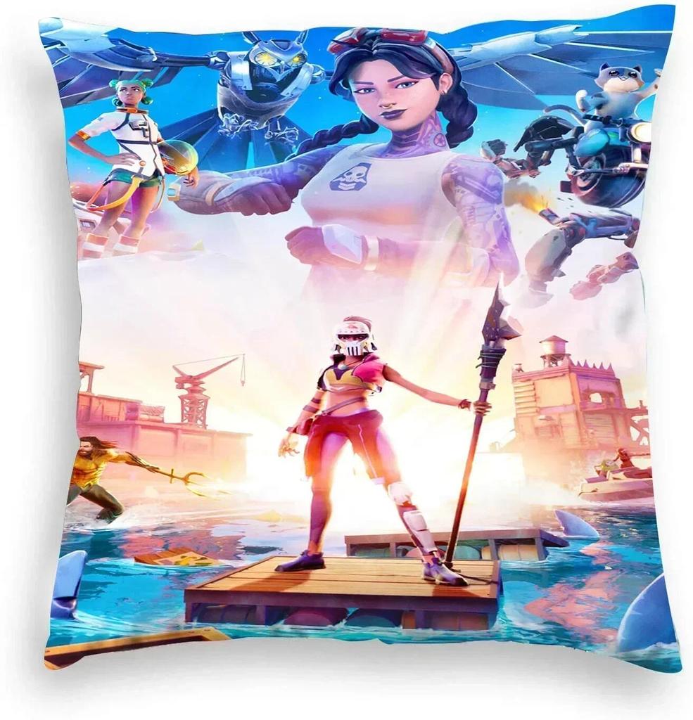 Fortnite Cushion Cover Plush Anime Pillowcase Plush Pillow Cases Home Decoration Pillow Cover for Sofa Bed Chair Living Room