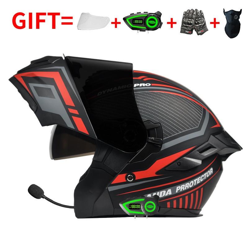 Bluetooth Motorcycle Full Face Helmet Men Women Flip-Up Design All Season ABS Safety With 3C Certification