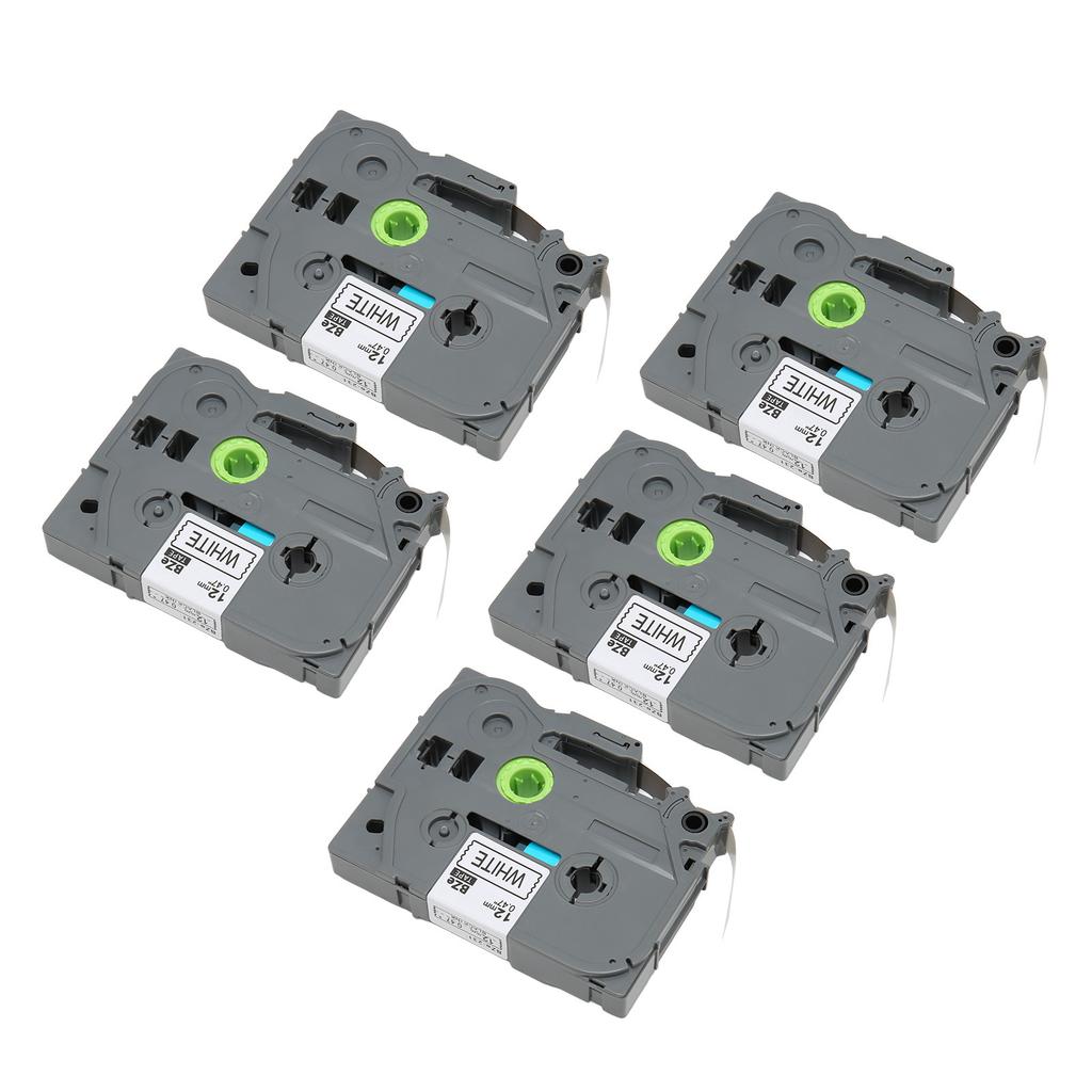5 Pcs Label Maker Tape Black On White 12mm Width 8m Length Waterproof Printer Label Maker Tape for P Touch for PT D210