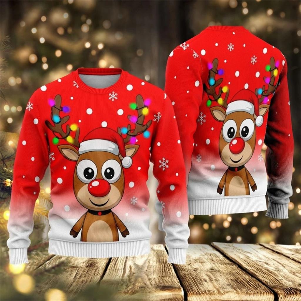 Fashion Men Women's T-shirt Christmas Funny Print O-Neck Pullover Top Casual Sweatshirt Kids Tees Top Clothing