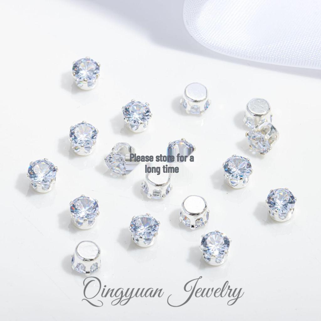 Round Claw Zircon Crystal DIY Jewelry Accessories for Bracelets, Necklaces, Wedding Dresses, and Dance Costumes