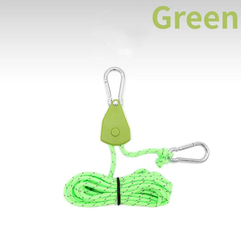 

4 м регулируемый шнур для подвешивания на открытом воздухе, стабилизатор палатки для кемпинга, 4 мм подъемный трос, утолщенный светоотражающий ветровой трос зелёный