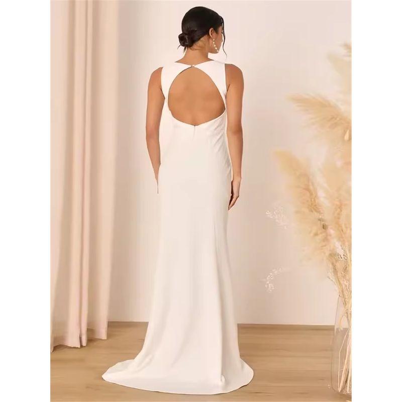 Foreign Trade Order Lu Home Light Wedding Dress New Dress for Toast Sexy Backless High Waist Quality Socialite Split Tail Guest Dresses