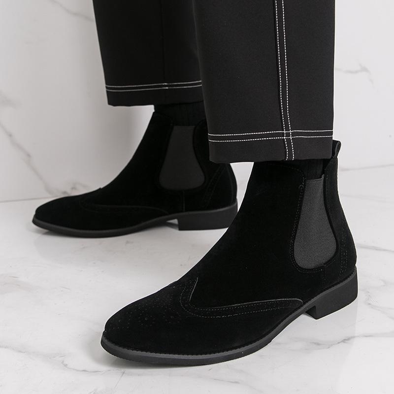 Autumn/Winter 2025 Men’s High-Top Frosted Leather Martin Chelsea Boots - Plus Size Available
