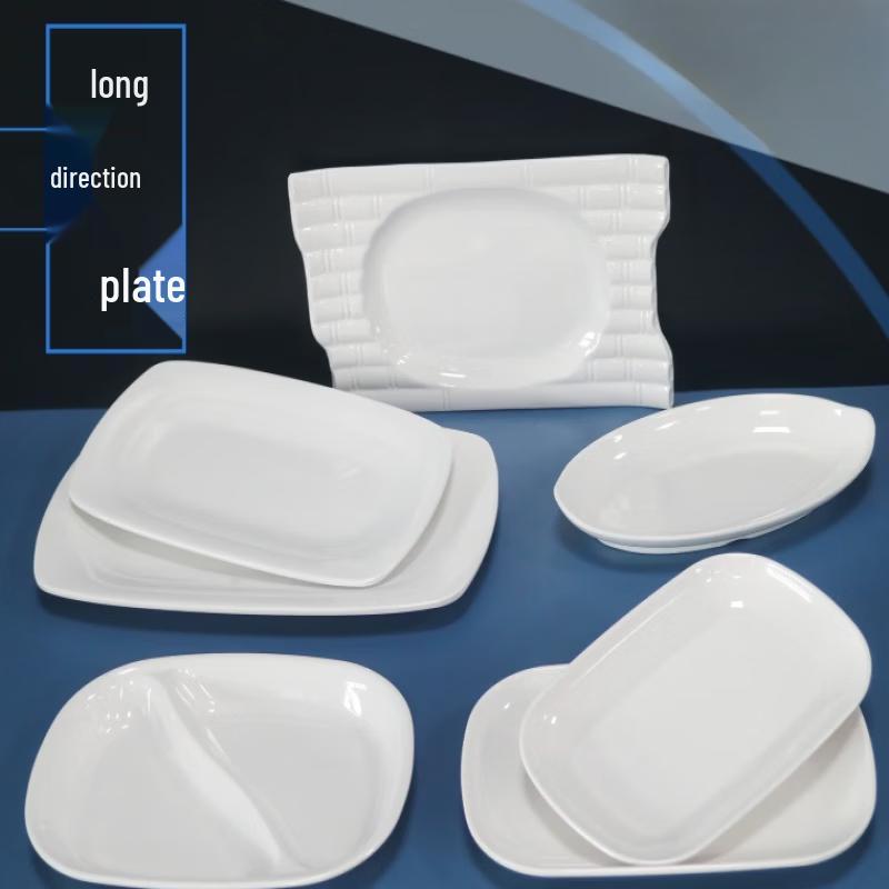 ZISIZ White Melamine 3-Compartment Boat Serving Plates
