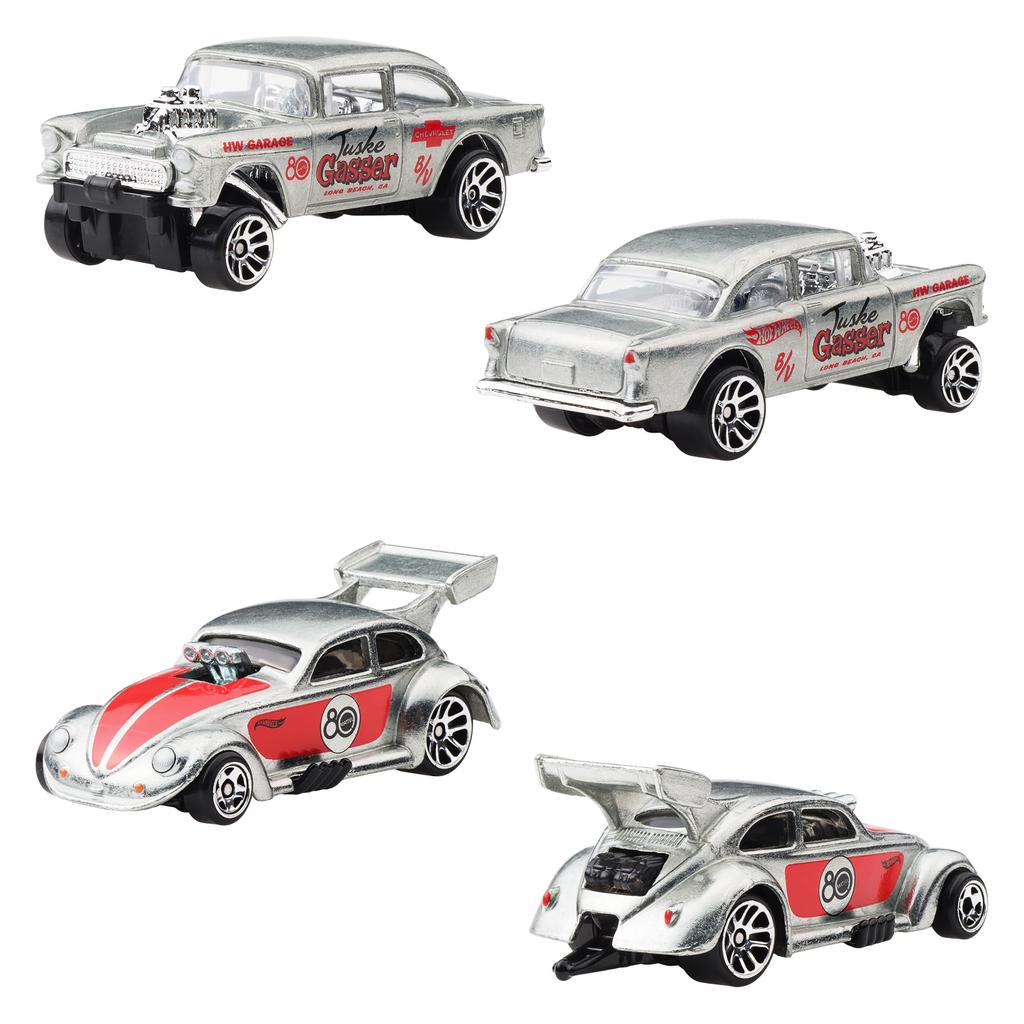 Hot Wheels Mattel 80th Anniversary 7-Pack Vehicle Toys, 7 Mini Cars, Metal, Ages 3 and Up, JHF01