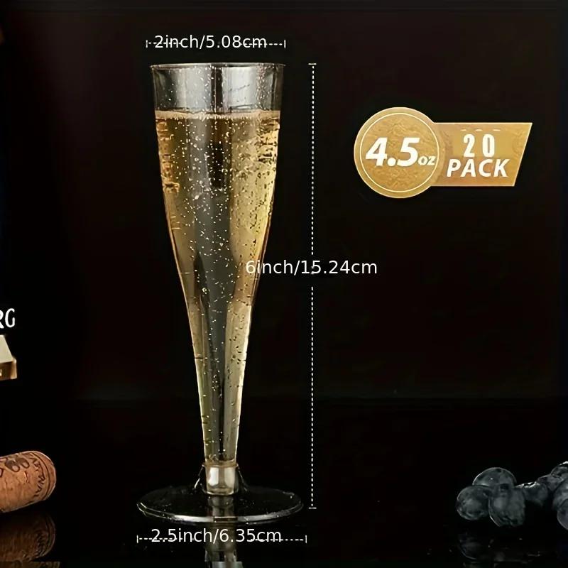 20pcs Plastic Champagne Flutes 4.5 Oz Clear Plastic Champagne Glasses Disposable Toasting Glass for Party Wedding Bar Supplies