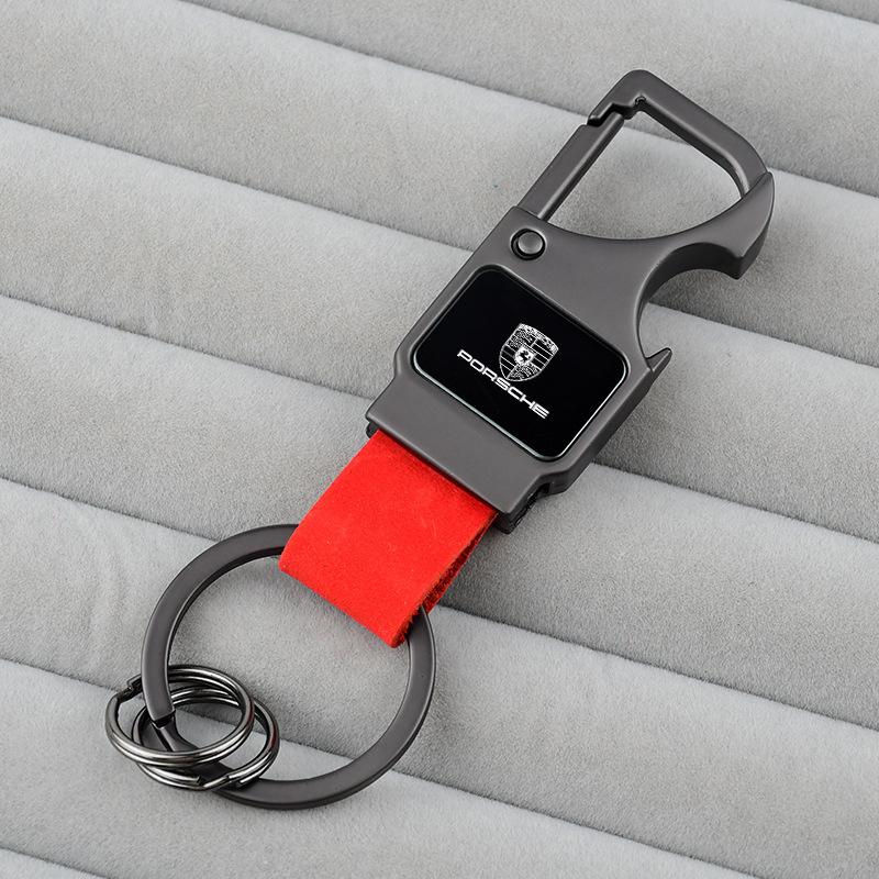 Multifunktionell flasköppnare Bilnyckelring Nyckelhållare Nyckelring För Porsche Panamera Cayenne Taycan 911 718 Macan Carrera-GT 928