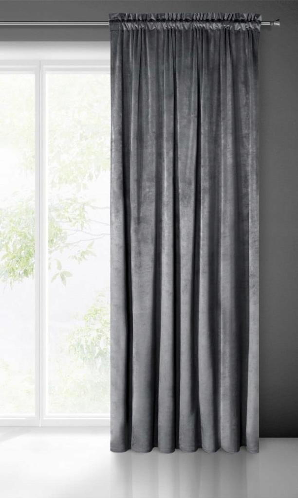 Melanie velvet curtain on a tape 140x270 cm gray