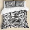 Zebra Print Beding Set, Striped Zebra Animal Print Decorative Quilted 3 Piece Warm Comforter Cover Featuring 2 Pilow Shams, King-Sized Dimensionsd