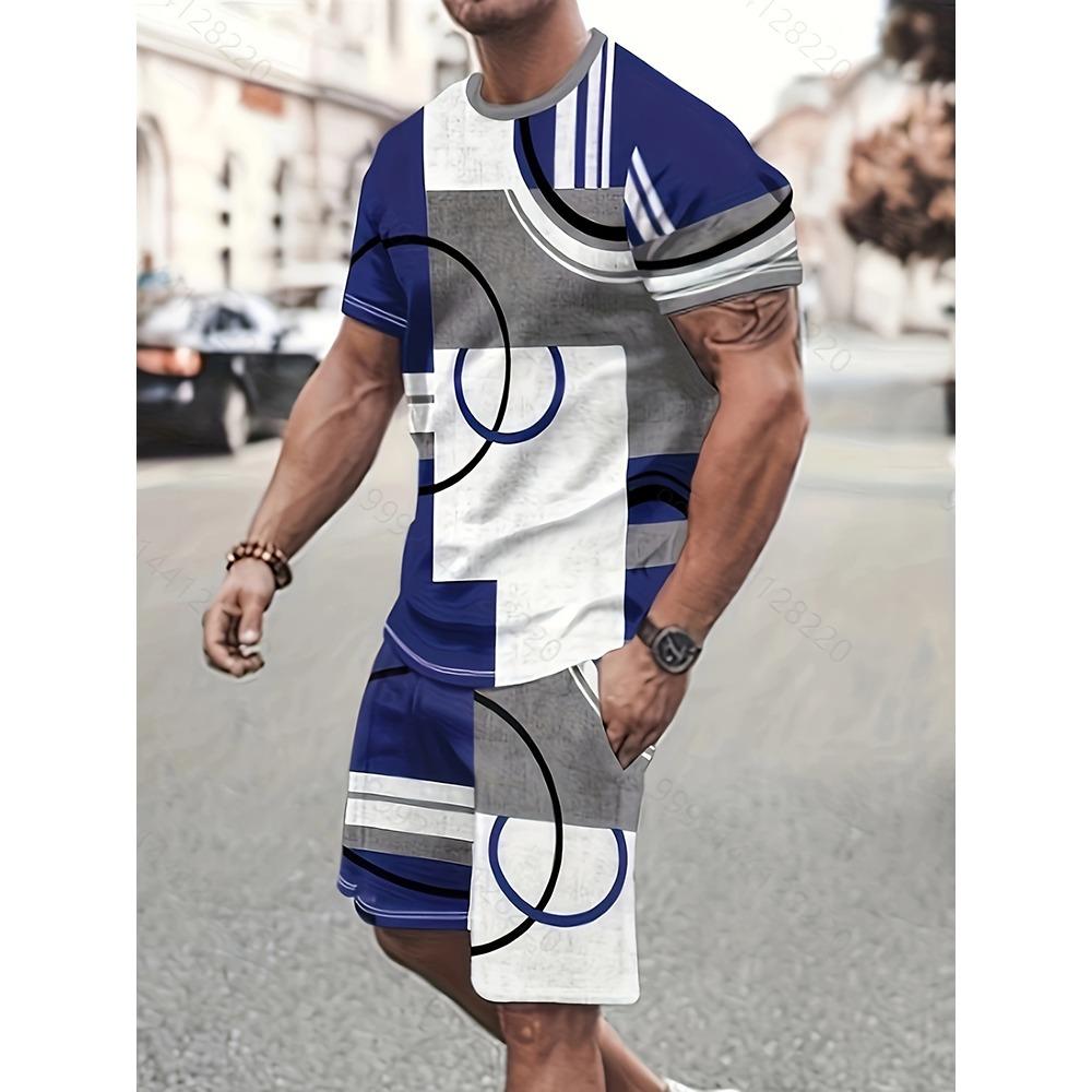 Summer Street Men's Suit Sportswear Men's Oversized Clothing 3D Print T-Shirt Shorts Men's Simple Clothing Fashion Suit