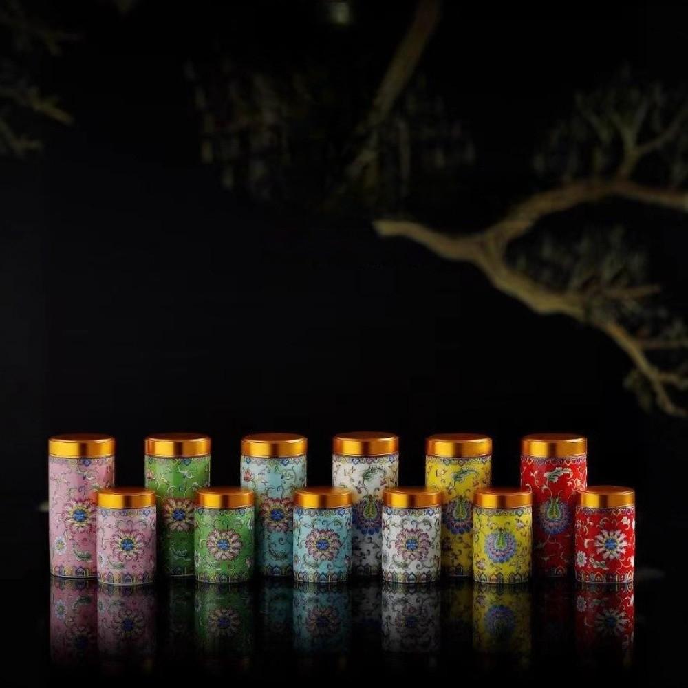 Mini Tea Packaging Box Flower Green Tea Canister Empty Tea Tin Can  Loose Leaf Tea Storage
