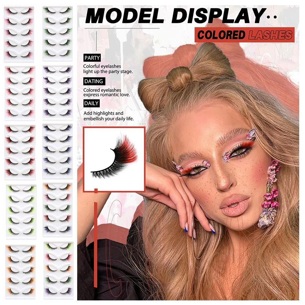 Soft Cat Eye False Eyelashes Fluffy Faux Mink Wispy Lashes Colored Anime Lashes Makeup
