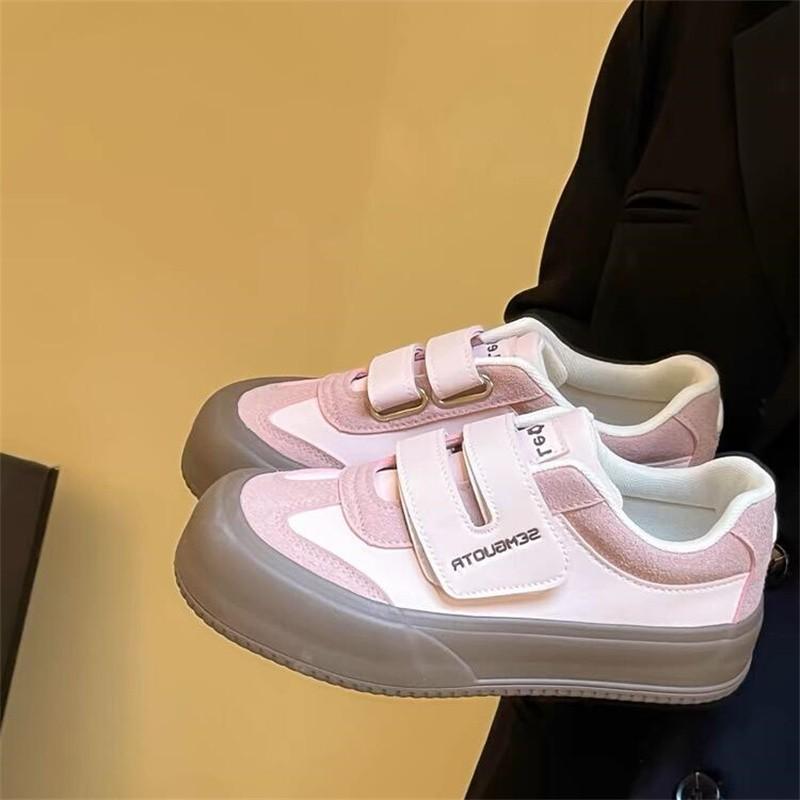 Retro Hong Kong Style Little White Shoes Women's 2025 Spring New Korean Version Versatile Student Niche Thick-soled Velcro Board Shoes Tide