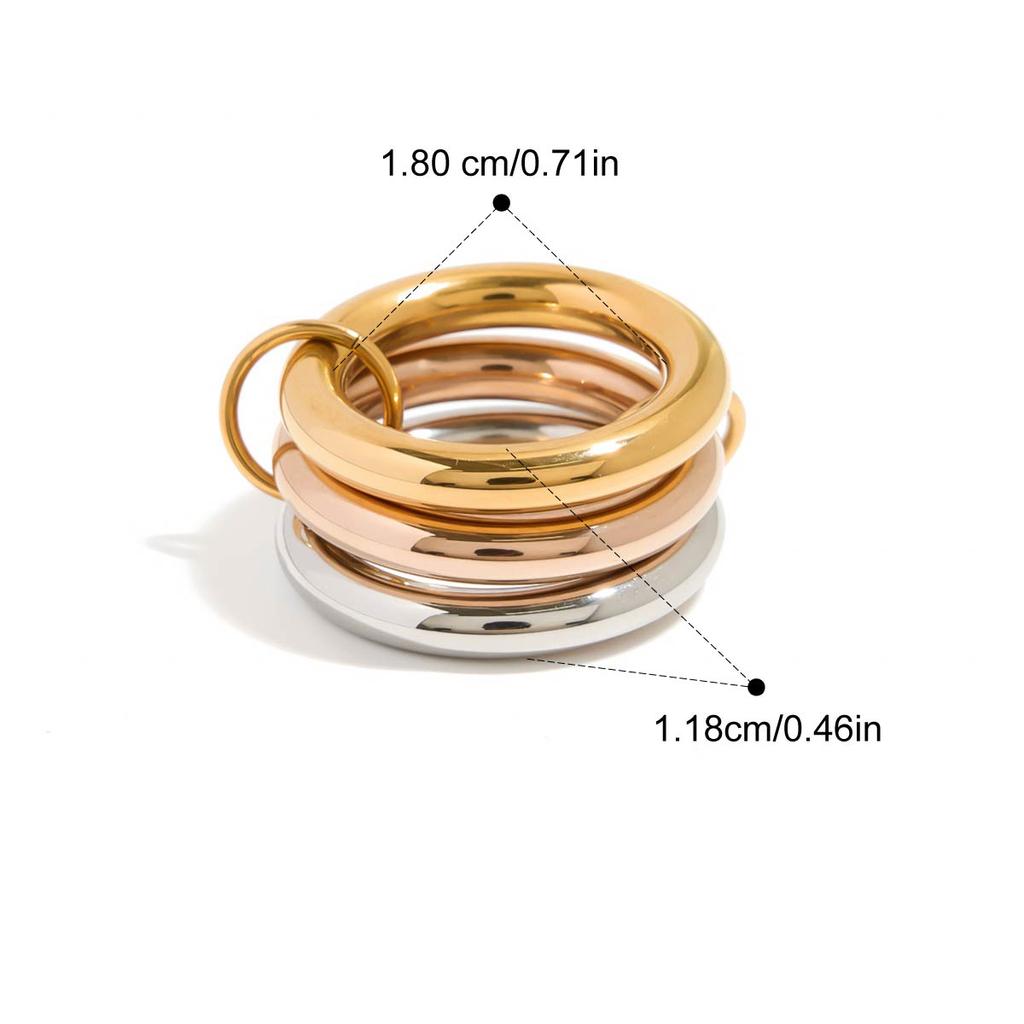 Yori Stainless Steel Links Stacked Rings Waterproof 2025 PVD Real Gold Plated Jewelry Bijoux Gift Wholesale