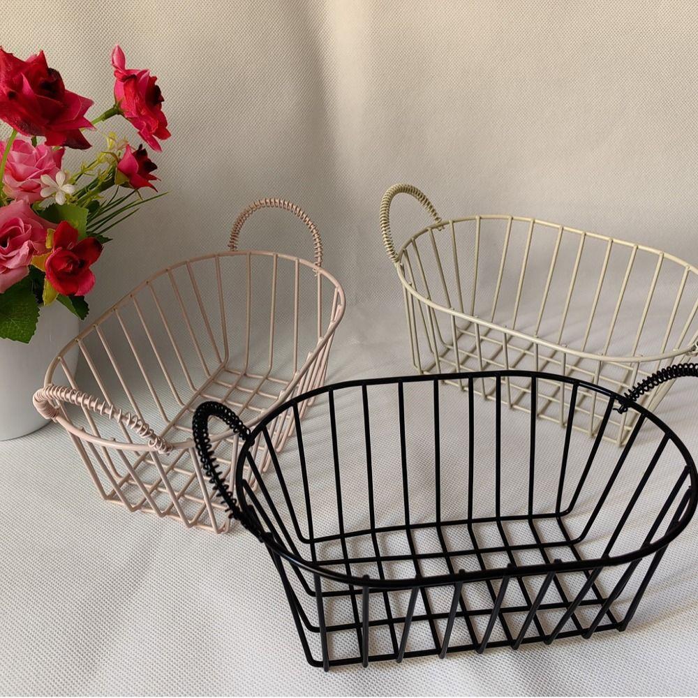 

with Handle Desk Organizer Box Multi-functional Fruit Basket for Room Dormitory рожевий