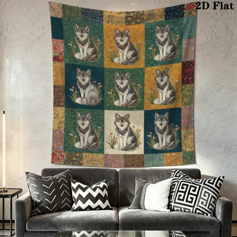 Retro patchwork Animal Wall Tapestry Aesthetic Wall Hanging Printed Fabric Blanket Decorative Tapestries for Bedroom Living Room Home Decor