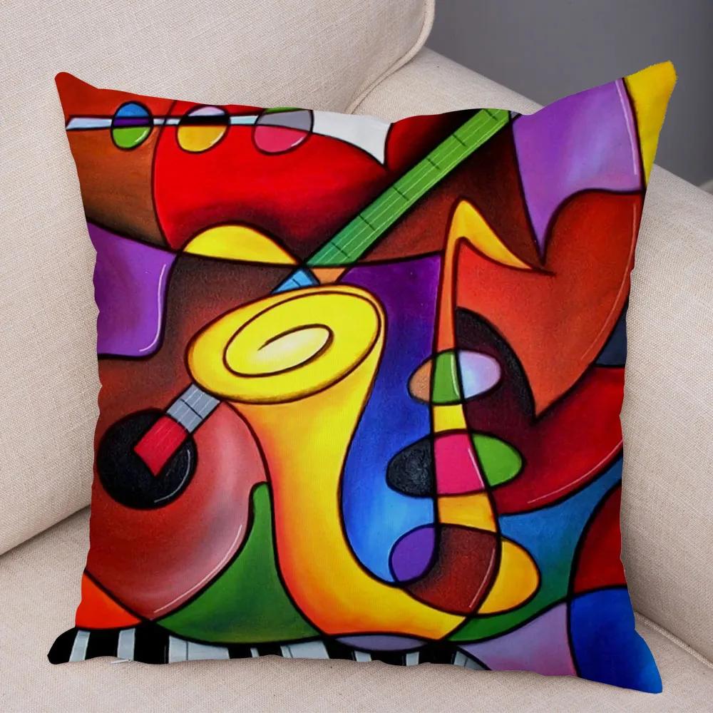 Abstract Painting Cushion Cover Decoration Nordic Style Colorful Cartoon Girl Pillowcase Sofa Home