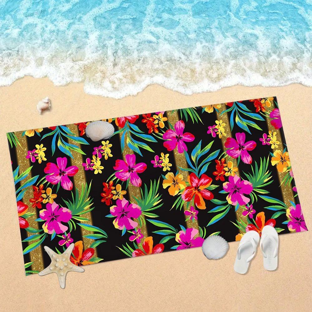 Gradient Tropical Monstera Leaf Beach Towel Palm Leaf Summer Hawaii Coastal Print Soft Quick Dry Beach Blanket for Daily Use