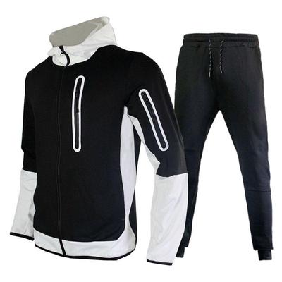 Men's Trendy Color-Block Hoodie Jacket and Pants Sportswear Set