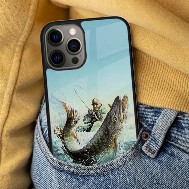 Fishing Painting Soft Phone Case for iPhone 17 Air 16e Pro Max 15 Pro 13 14 Plus 11 12 MagSafe Magnetic Coque