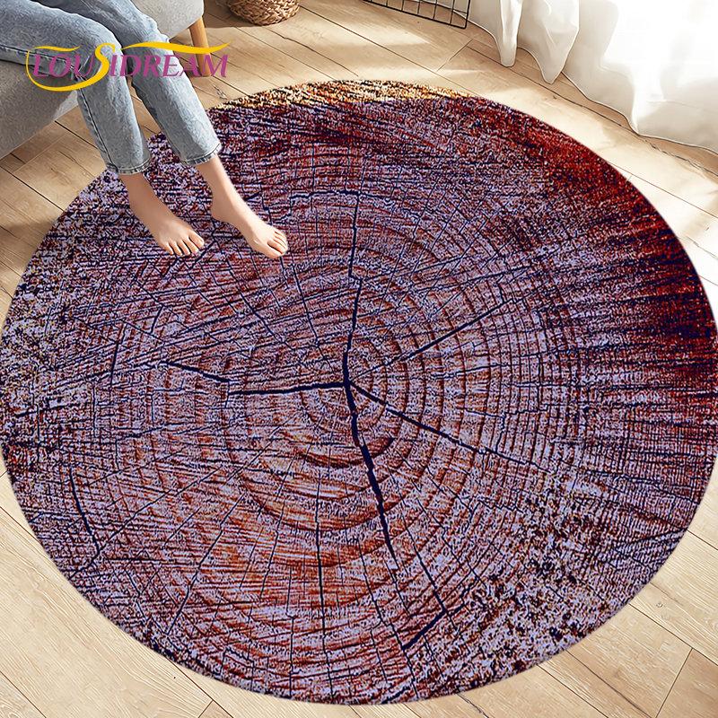 3D Wood Grain Round Area Rug,Circle Carpet Rug for Living Room Bedroom Sofa Cloakroom Decor,Kids Play Non-slip Floor Mat,Pet Mat