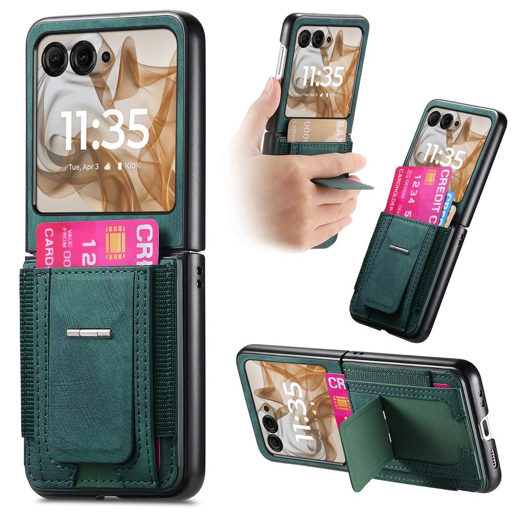 For Motorola Razr 60/50 5G Case Kickstand Retro Leather Back Cover with Card Holder