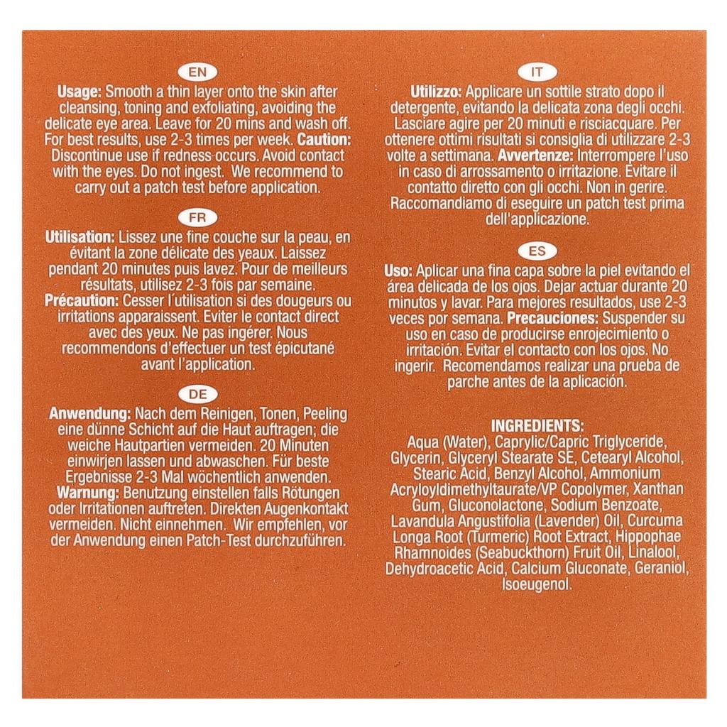 DR. BOTANICALS Superfood Listing Treatment Beauty Mask, Turmeric, 2.0 Fl Oz (60 Ml)