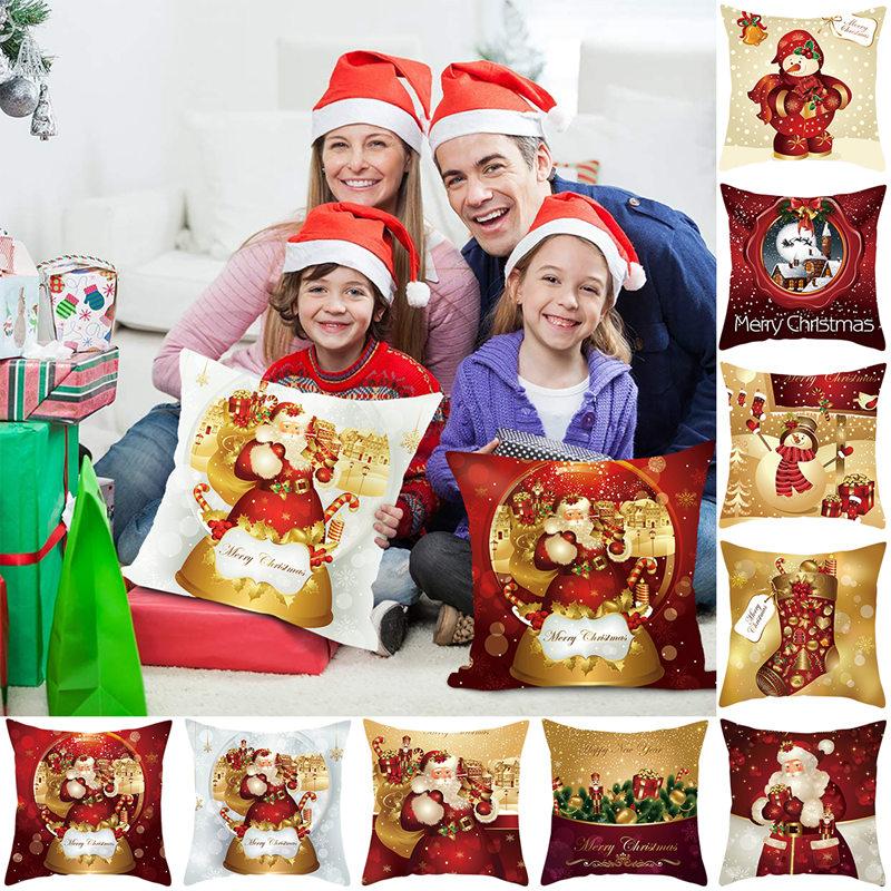 Christmas Cushion Cover Merry Christmas Decorations for Home 2026 Christmas Ornament Navidad Noel Xmas Gifts Happy New Year 2026