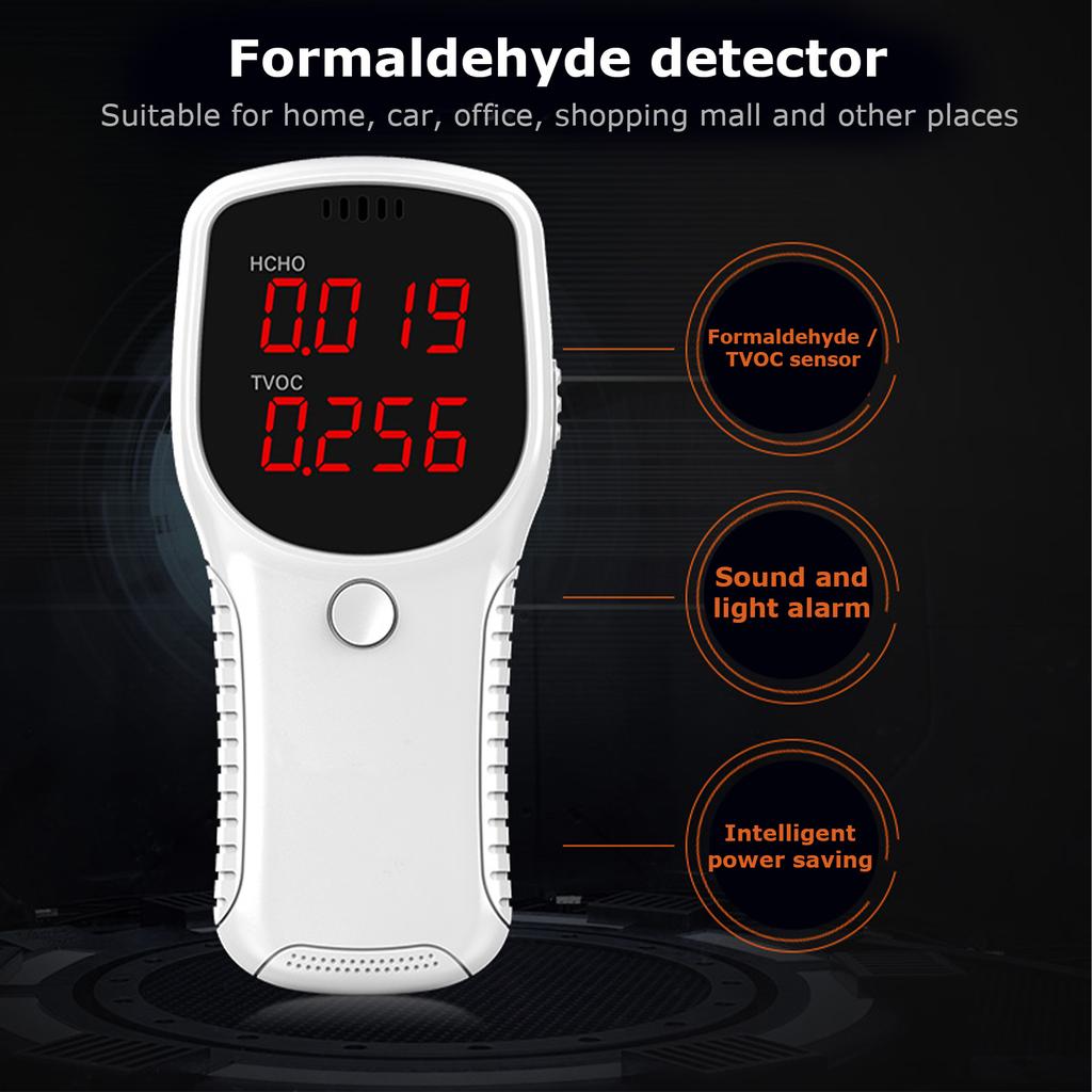 Air Quality Monitor Formaldehyde Detector Pollution Meter for HCHO TVOC Multifunctional Air Gas Detector Real Time Data for Home Office and Various