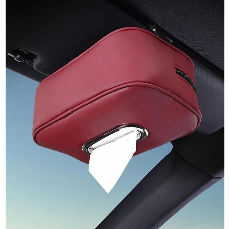 2025 Car Tissue Box Holder Microfiber Leather Car Center Console Armrest Napkin Box Sun Visor Backseat Tissue Case with Fix Strap