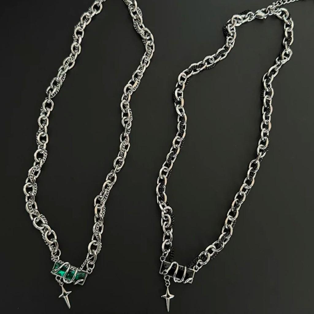 Snake Winding Geometric Titanium Steel Necklace For Men With Starry Effect And Hiphop Style