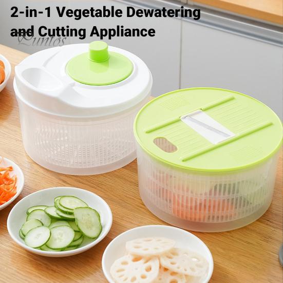 Food Grade Vegetable Strainer Salad Spinner, Manual Quick Drying Fruit Washer, Multi Functional with Large Capacity Spinner Slicing Blade Design,