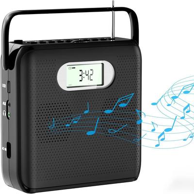 Portable CD Player with Bluetooth CD Player with Two Speakers FM Radio LCD Display CD Player Boombox USB Support AT Playback Headphone Jack