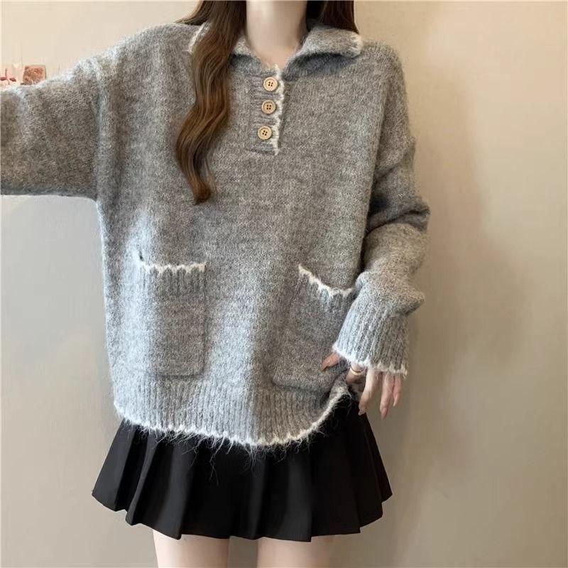 

Свитер для женщин Осень Зима Утепленный Теплый Вязаный Эластичный С длинным рукавом Топы XXL серый