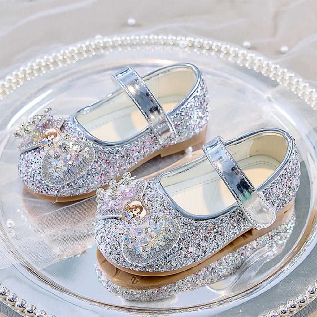2026 Children Shoes Girls Low Heel Princess Dance Sandals Kids Shoes Glitter Leather Fashion Girls Party Dress Wedding Shoes